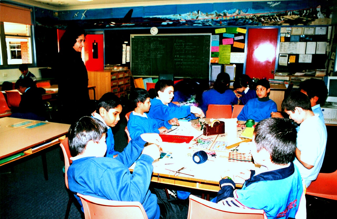 Teacher and learner in classroom